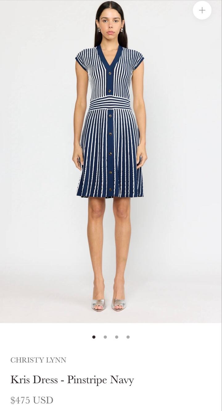 Christy Lynn Navy White Striped Knit Midi Dress Size S Like New